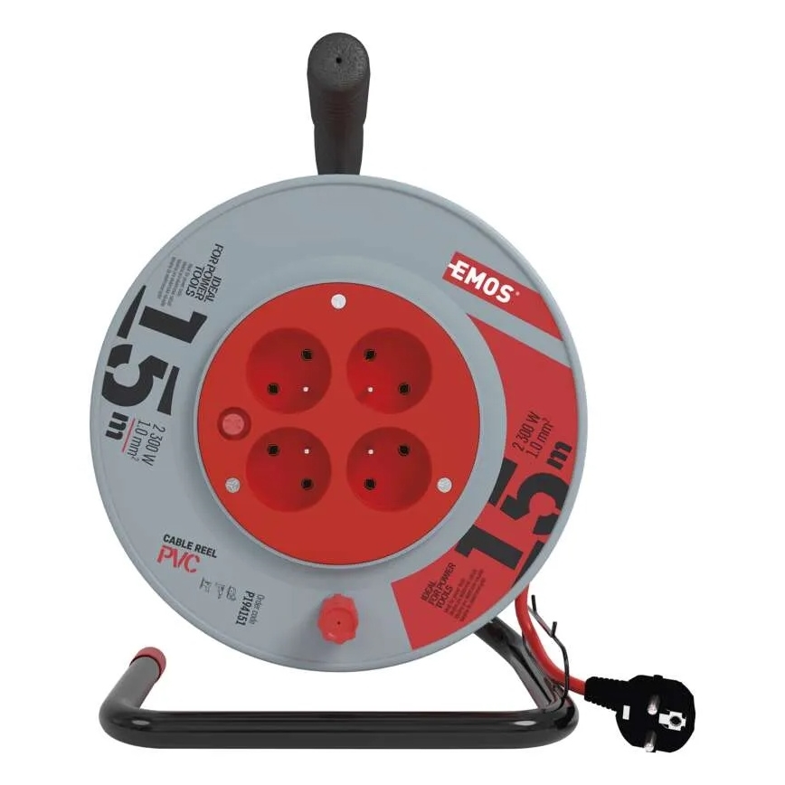 Prolunga con avvolgicavo 4Z 15m rosso/grigio
