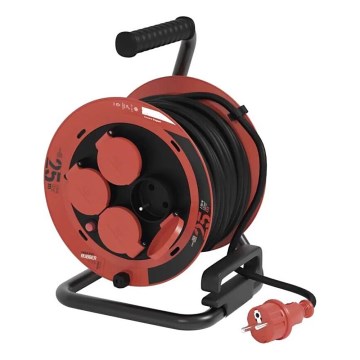 Prolunga con avvolgicavo con 4 prese 25m IP44 rosso