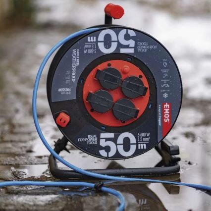 Prolunga con avvolgicavo con 4 prese 50m silicone IP44