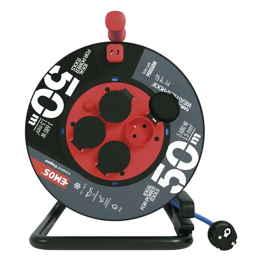 Prolunga con avvolgicavo con 4 prese 50m silicone IP44