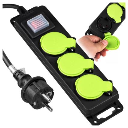 Prolunga con interruttore 3 prese 5 m IP44