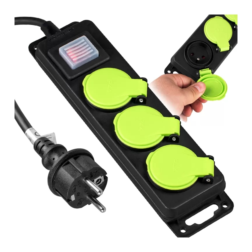 Prolunga con interruttore 3 prese 5 m IP44