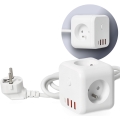 Prolunga cubo con interruttore LINEA 3x230V + 4xUSB A/C bianco