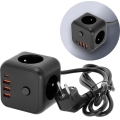 Prolunga cubo con interruttore LINEA 3x230V + 4xUSB A/C nero