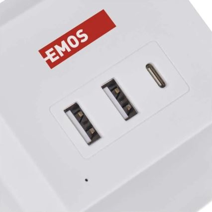 Prolunga cubo con ricarica wireless QI 2Z +2xUSB-A+1xUSB-C 2m bianco