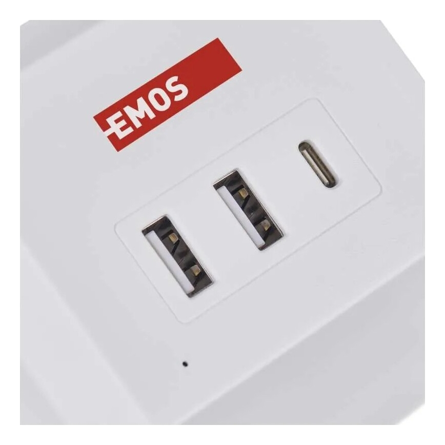 Prolunga cubo con ricarica wireless QI 2Z +2xUSB-A+1xUSB-C 2m bianco