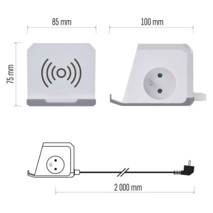 Prolunga cubo con ricarica wireless QI 2Z +2xUSB-A+1xUSB-C 2m bianco