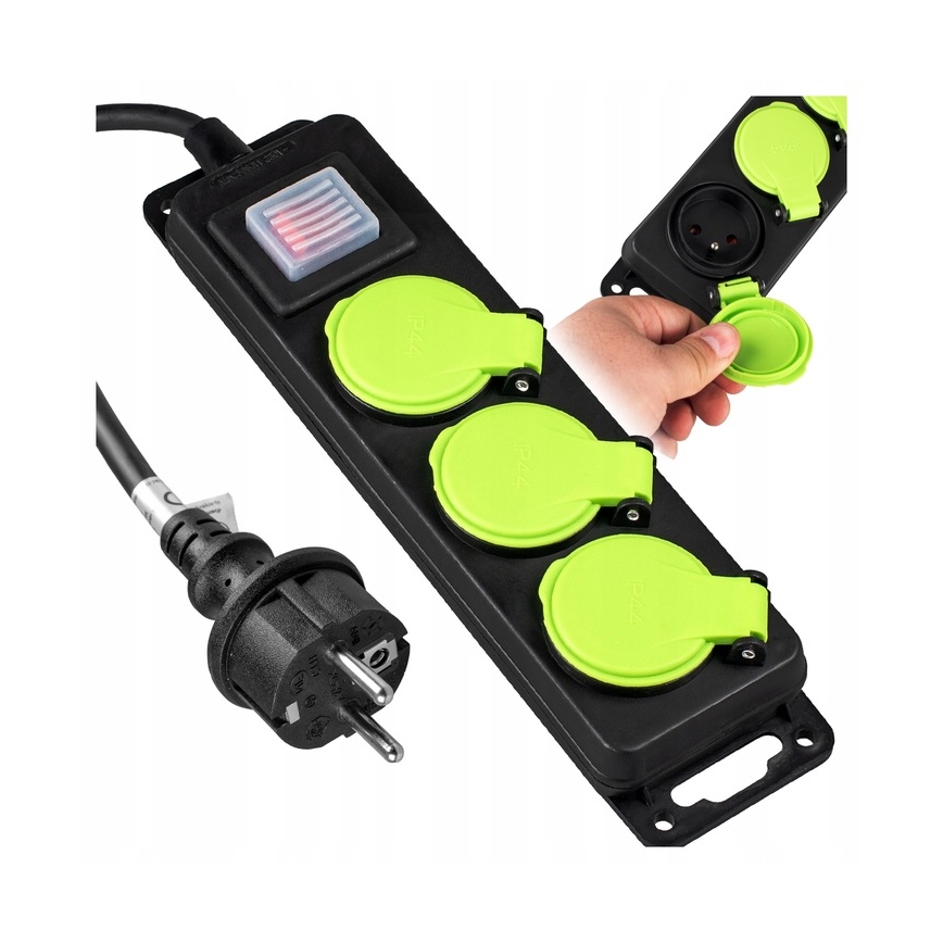 Prolunga elettrica con interruttore, 3 prese, 20 m, IP44