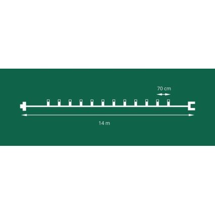 Prolunga LED per esterni FELICIA FILAMENT 20xE10, 14 m, multicolore/bianco caldo, IP44, Prodotto nella Repubblica Ceca