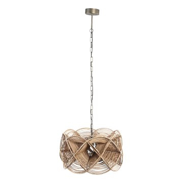 PTMD - Lampadario a catena YENA 1xE27/40W/230V Ø 57 cm in rattan