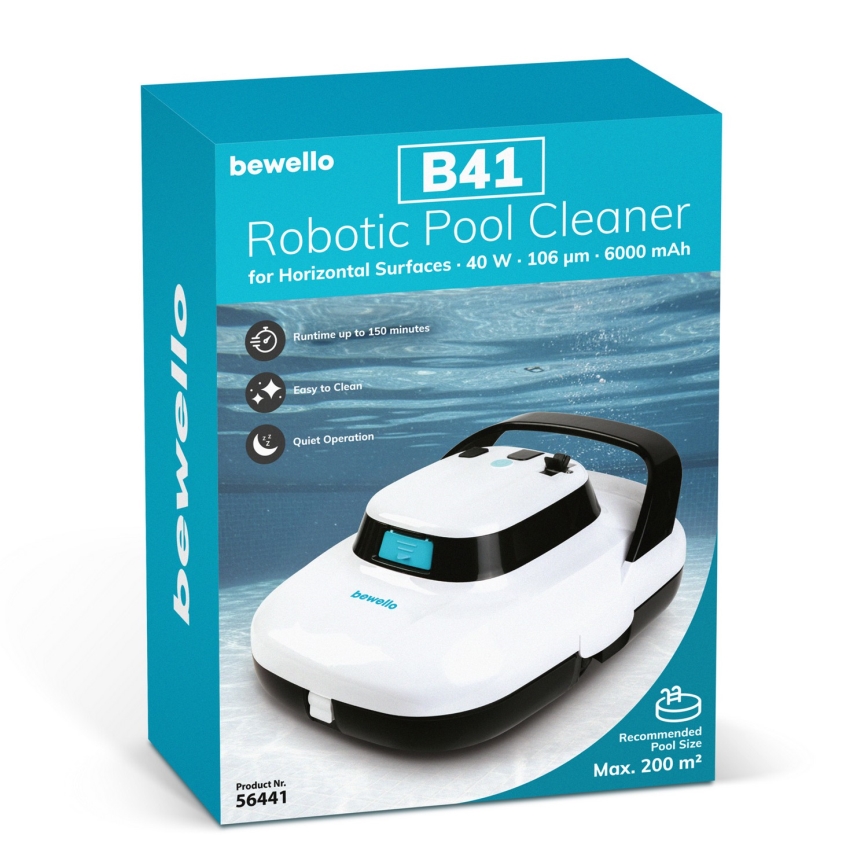 Pulitore robotico per piscine per superfici orizzontali 40W/12,6V 6000 mAh IPX8 bianco