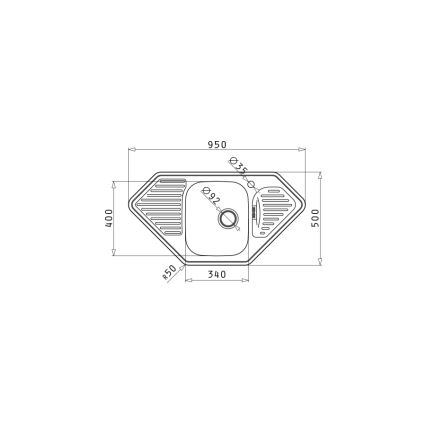 Pyramis 108760801 - Lavello da cucina MEDUSA CORNER 95x50 cm