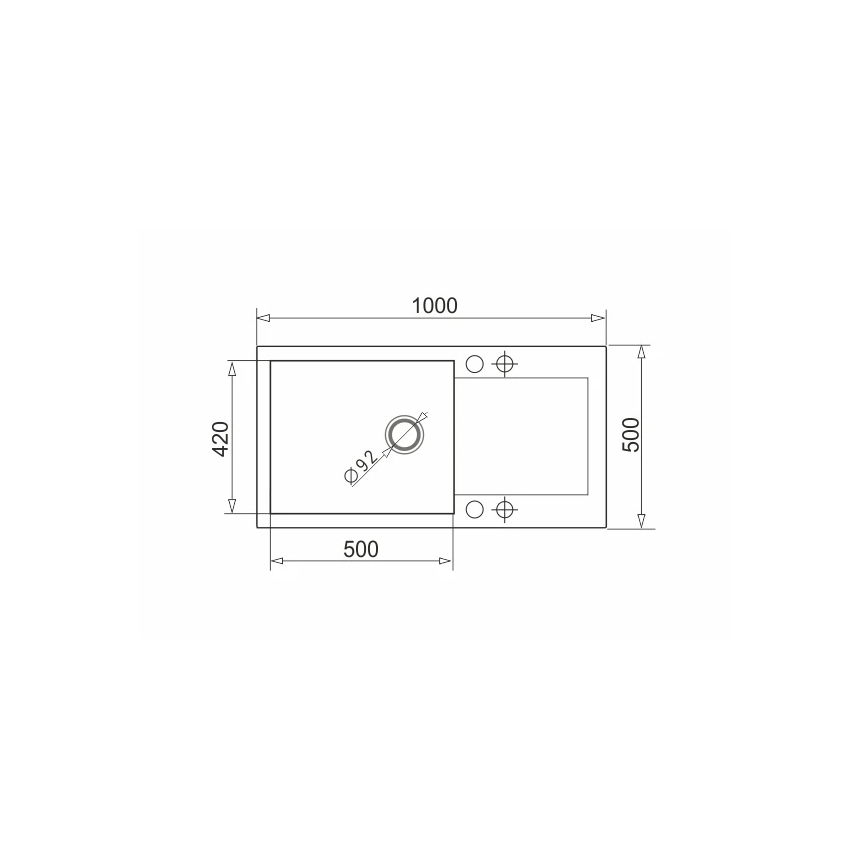 Pyramis 70089601 - Lavello della cucina MIDO 100x50 cm granito/nero