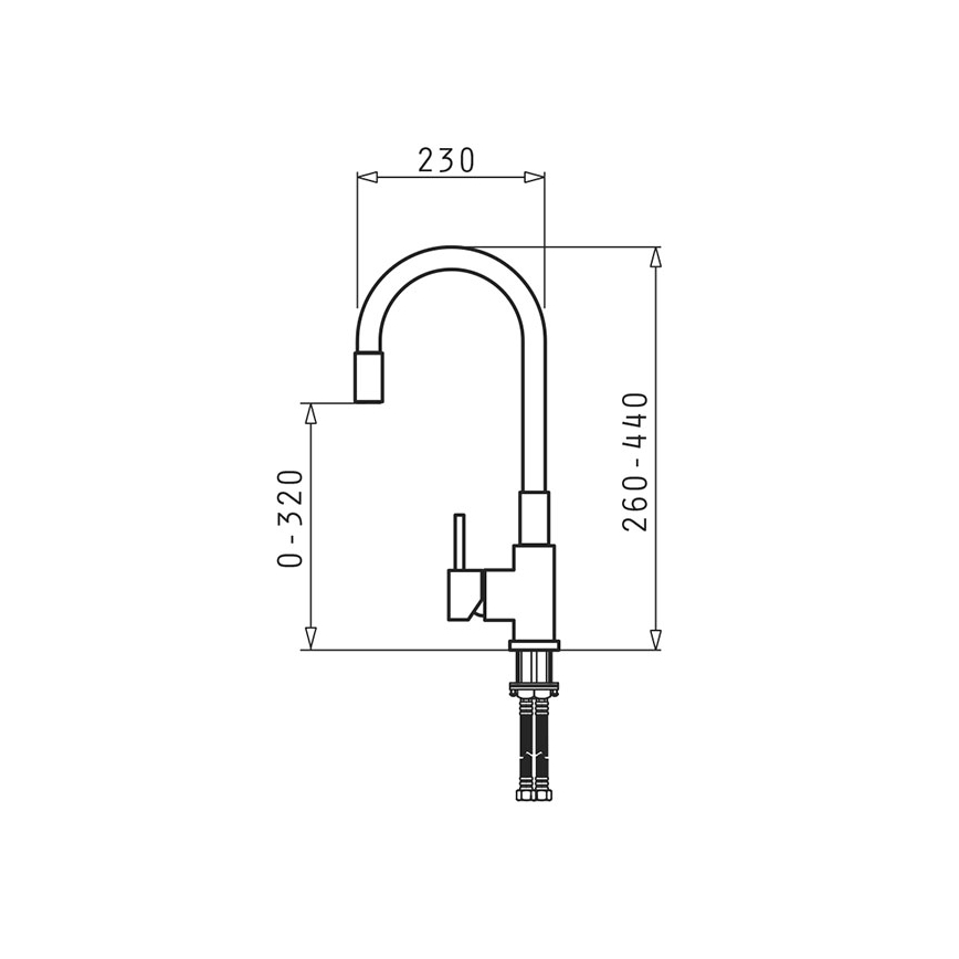 Pyramis 90919638 - Rubinetto per lavello con braccio flessible FLESSI nero