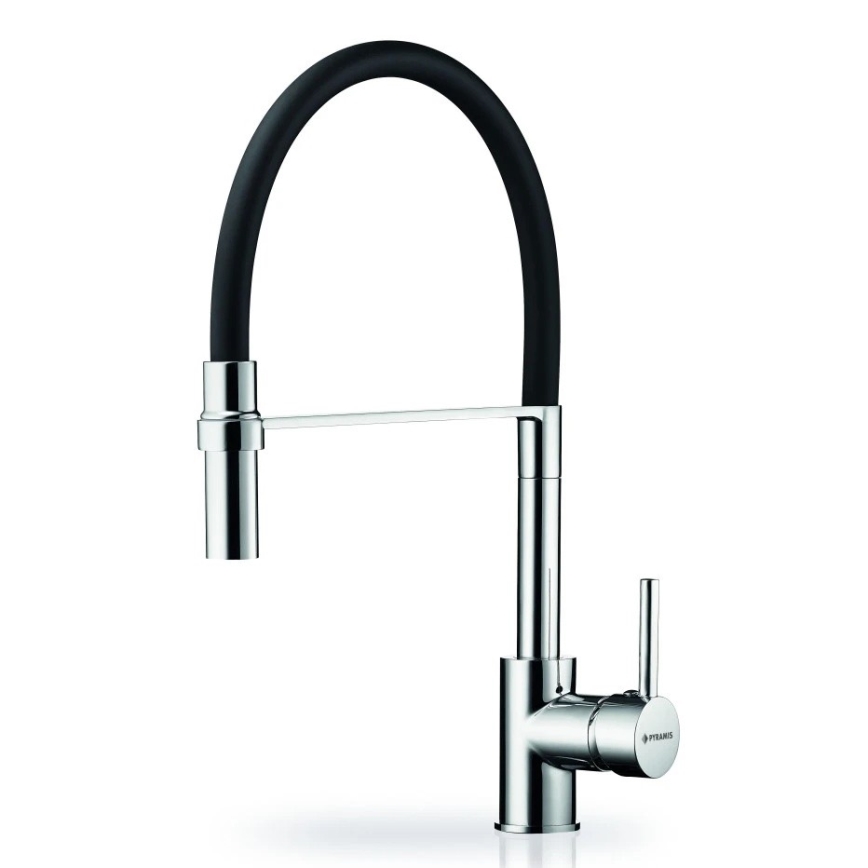 Pyramis 90939801 - Rubinetto per lavello con braccio flessible SERINA cromo/nero