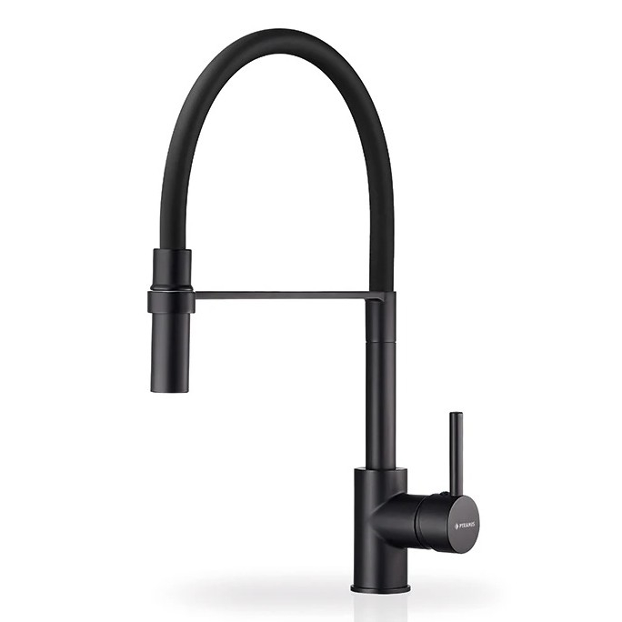 Pyramis 90939901 - Rubinetto per lavello con braccio flessible SERINA nero opaco