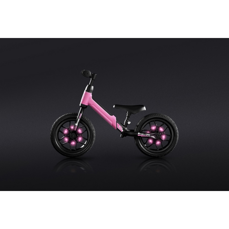 QPlay - Bici a spinta con LED lampade su ruote SPARK rosa