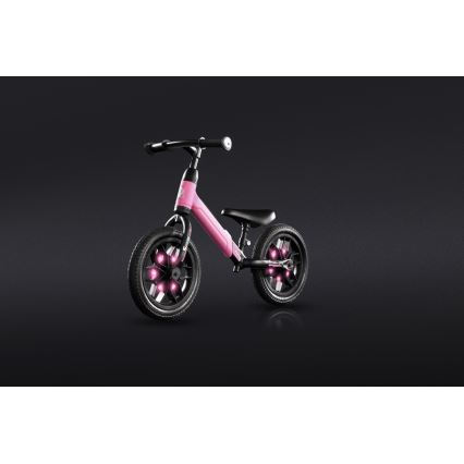 QPlay - Bici a spinta con LED lampade su ruote SPARK rosa