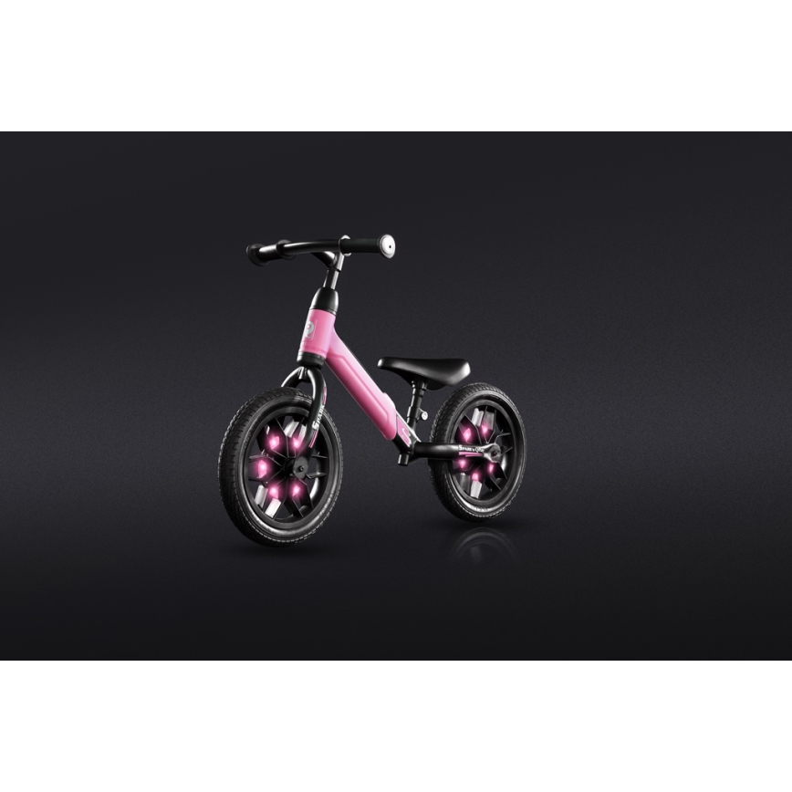 QPlay - Bici a spinta con LED lampade su ruote SPARK rosa