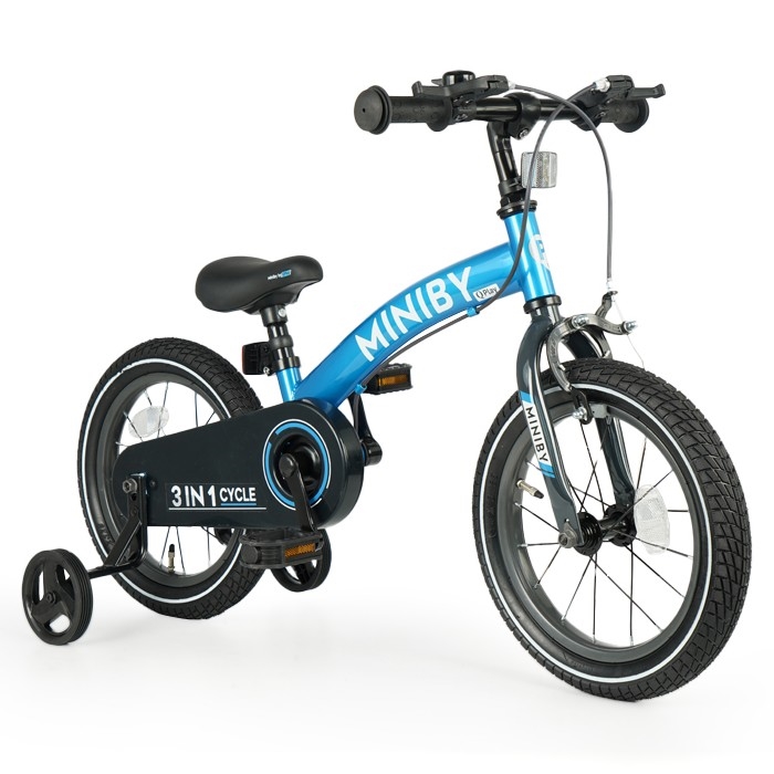 QPlay - Bicicletta per bambini 14" MINIBY 3in1 blu
