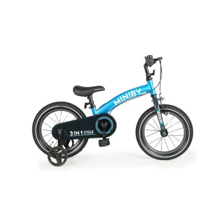 QPlay - Bicicletta per bambini 14" MINIBY 3in1 blu