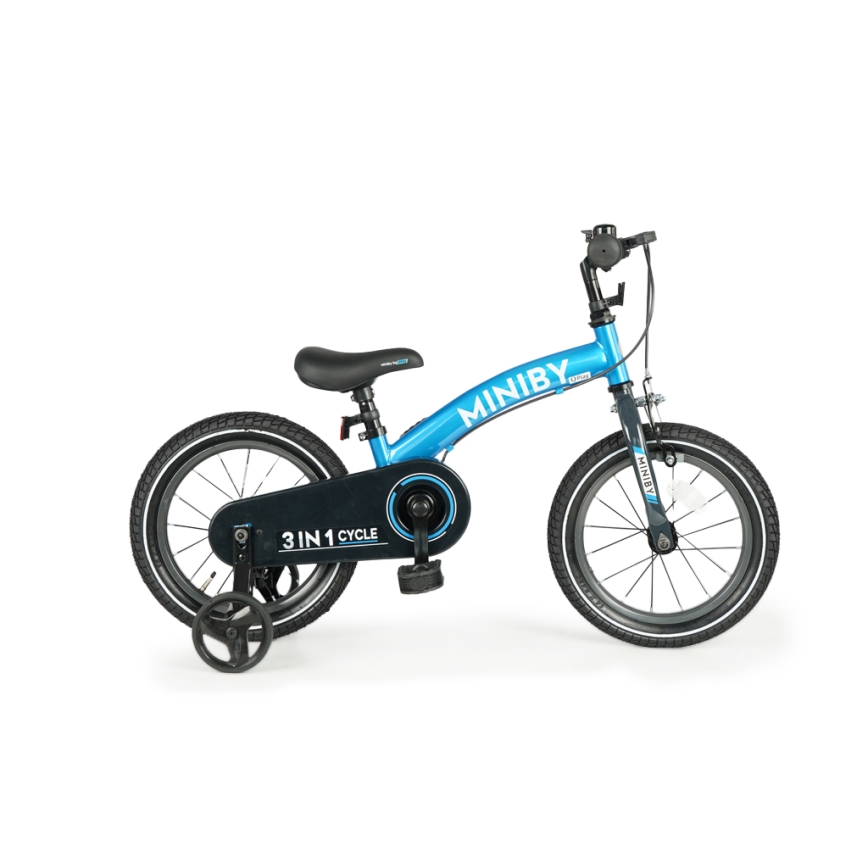 QPlay - Bicicletta per bambini 14" MINIBY 3in1 blu