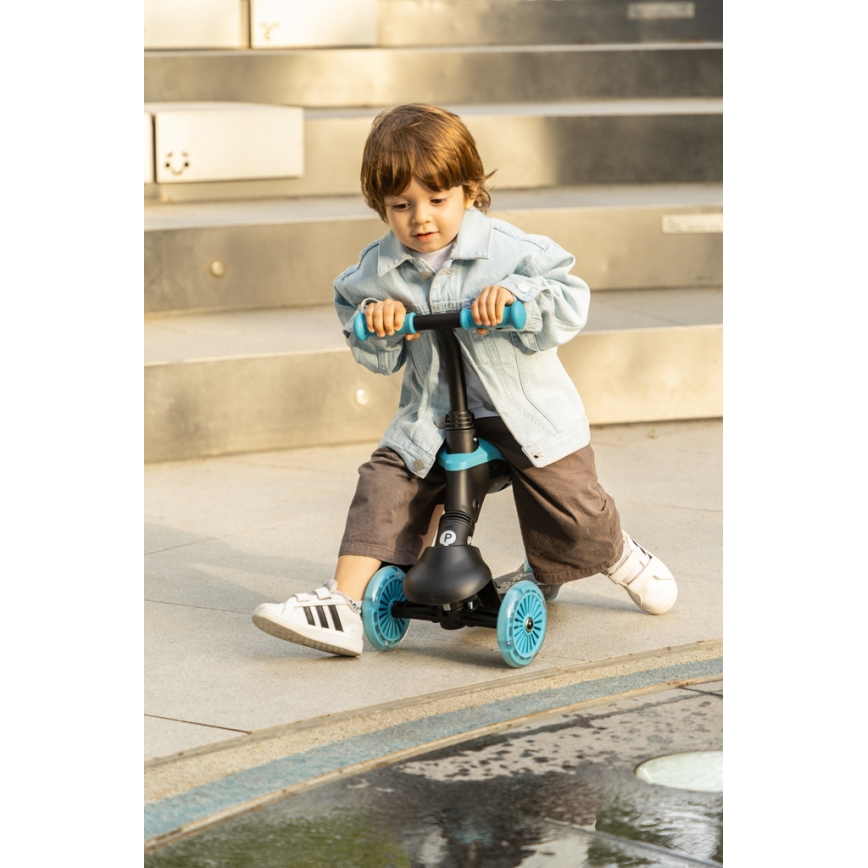 QPlay - Monopattino per bambini con ruote LED 5 in 1 SEMA EVO blu