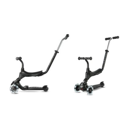 QPlay - Monopattino per bambini con ruote LED 5 in 1 SEMA PRO nero