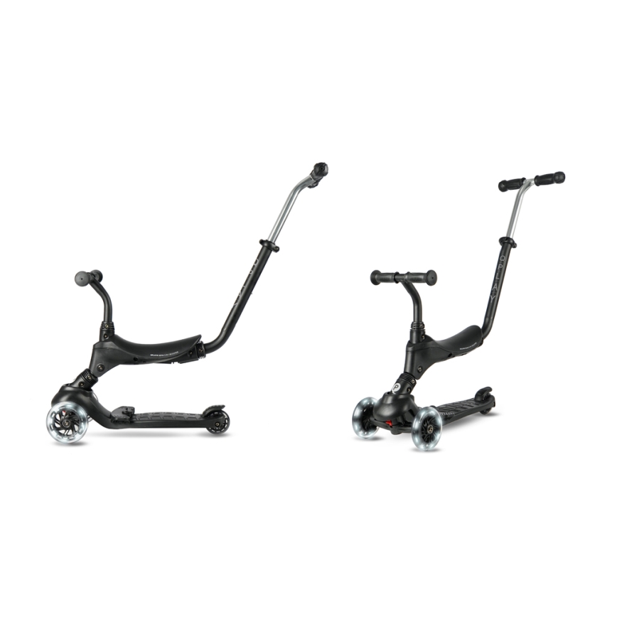 QPlay - Monopattino per bambini con ruote LED 5 in 1 SEMA PRO nero