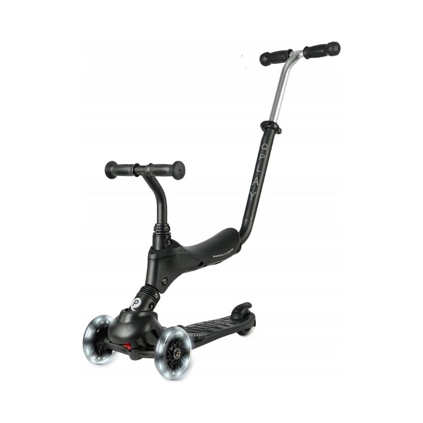 QPlay - Monopattino per bambini con ruote LED 5 in 1 SEMA PRO nero
