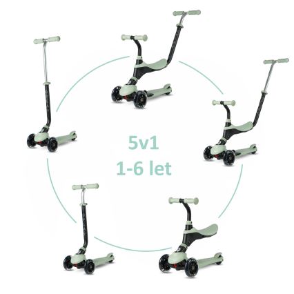 QPlay - Monopattino per bambini con ruote LED 5 in 1 SEMA PRO verde