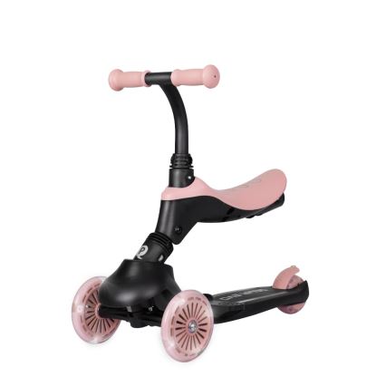 QPlay - Monopattino per bambini SEMA EVO 5 in 1 con ruote LED, rosa