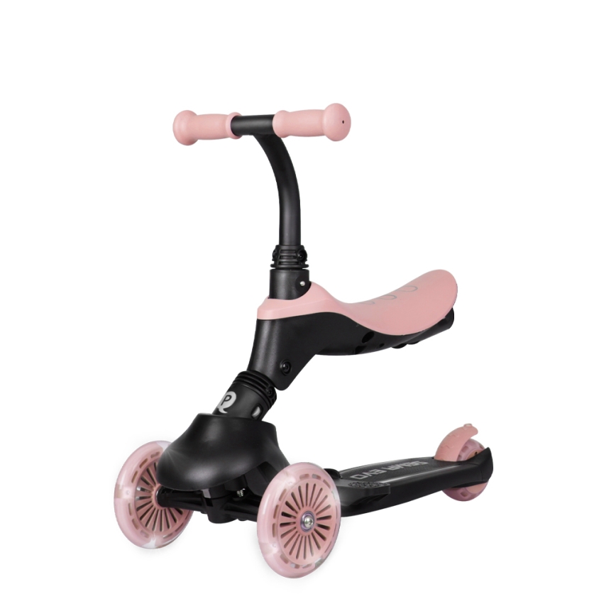 QPlay - Monopattino per bambini SEMA EVO 5 in 1 con ruote LED, rosa