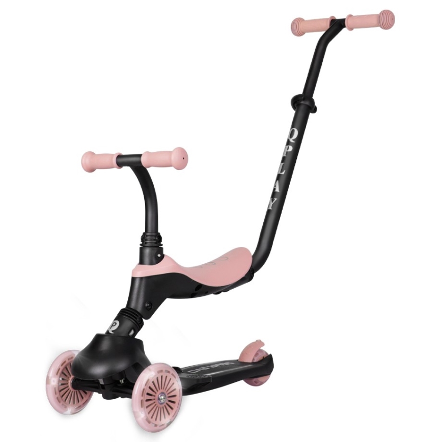 QPlay - Monopattino per bambini SEMA EVO 5 in 1 con ruote LED, rosa