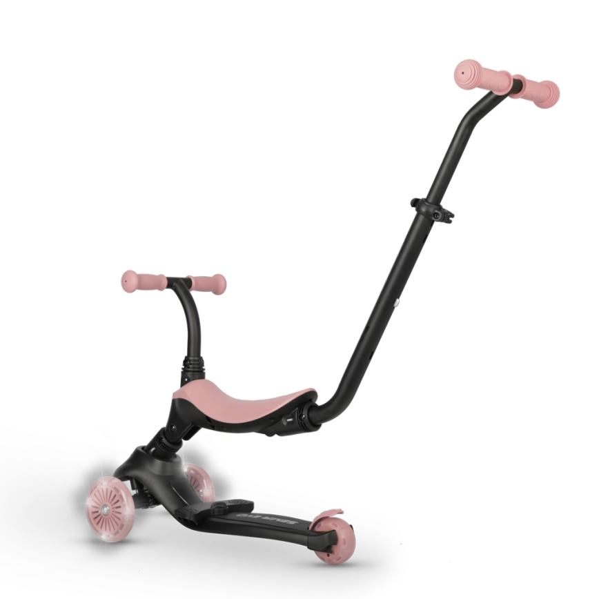 QPlay - Monopattino per bambini SEMA EVO 5 in 1 con ruote LED, rosa