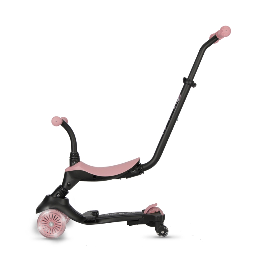 QPlay - Monopattino per bambini SEMA EVO 5 in 1 con ruote LED, rosa