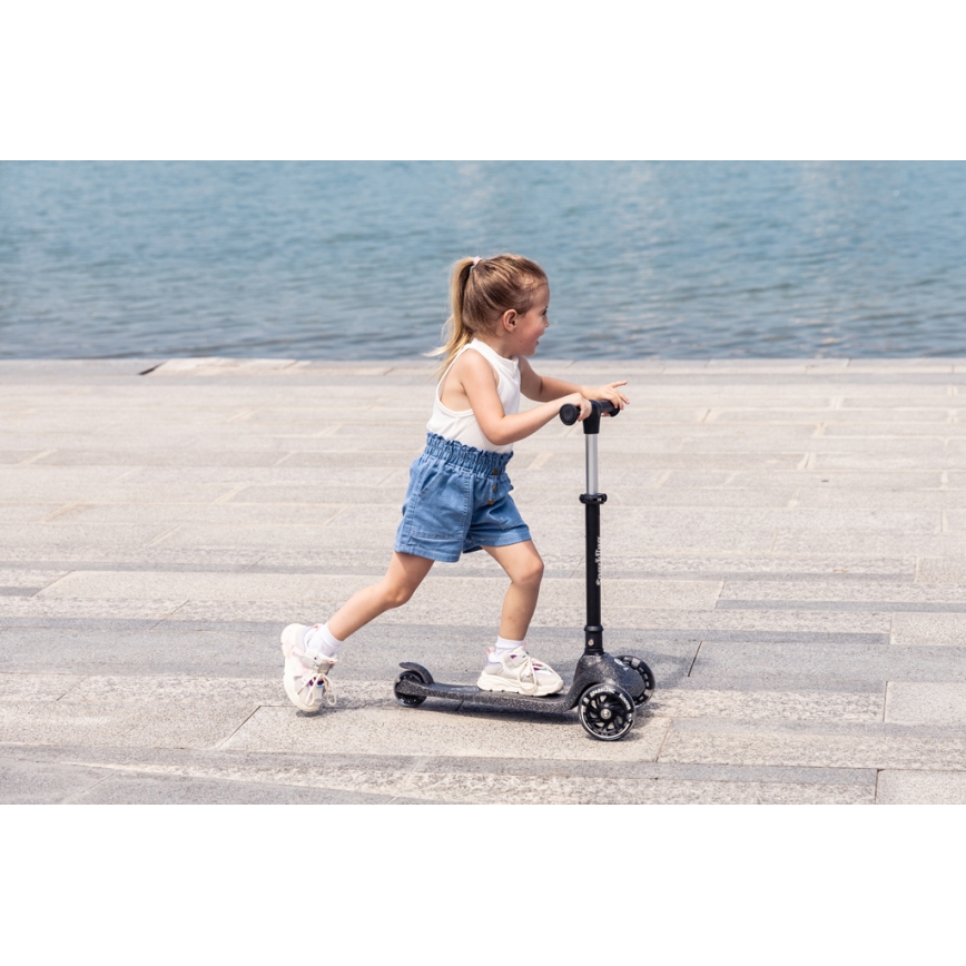 QPlay - Monopattino per bambini SPARKLING con ruote LED, nero