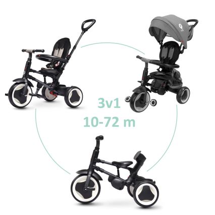 QPlay - Triciclo 3 in 1 per bambini RITO EVA PLUS grigio