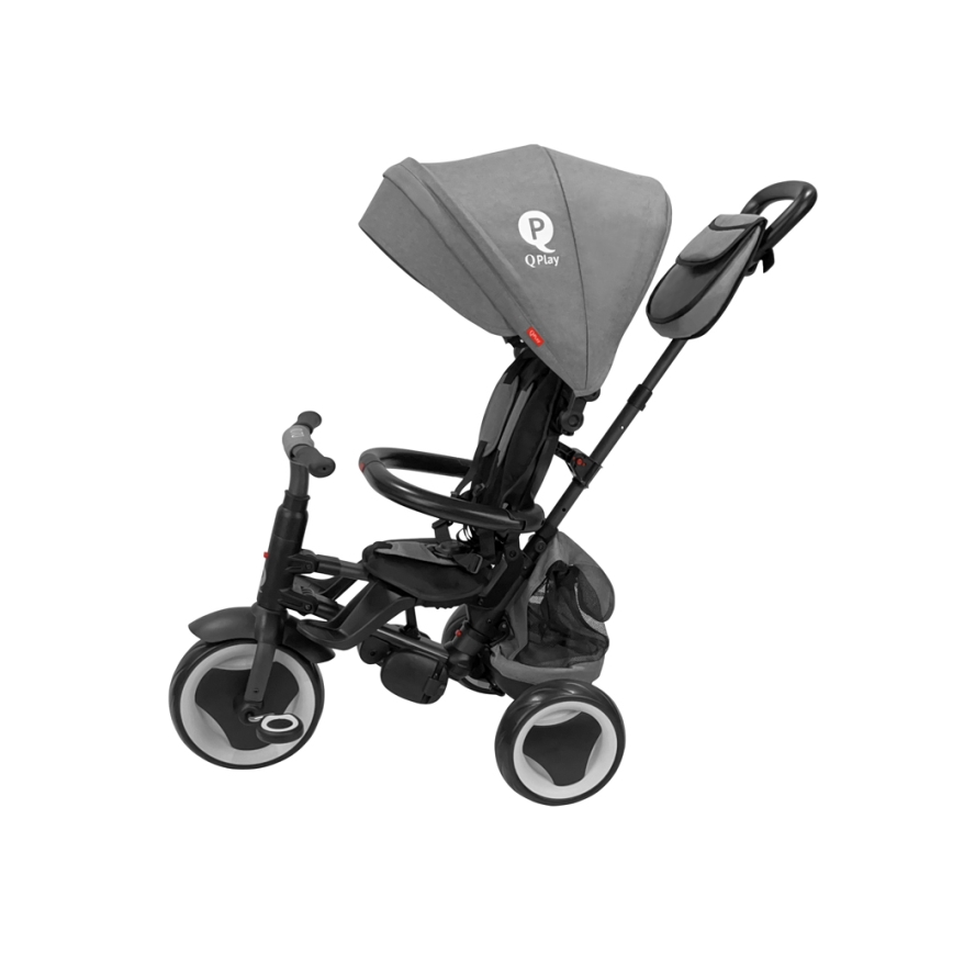 QPlay - Triciclo 3 in 1 per bambini RITO EVA PLUS grigio