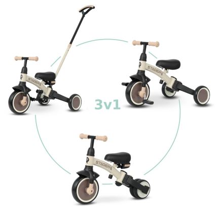 QPlay - Triciclo 3 in 1 per bambini STAGER beige