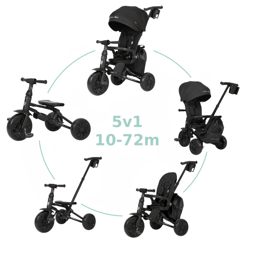 QPlay - Triciclo 5 in 1 per bambini NOVA MAX nero
