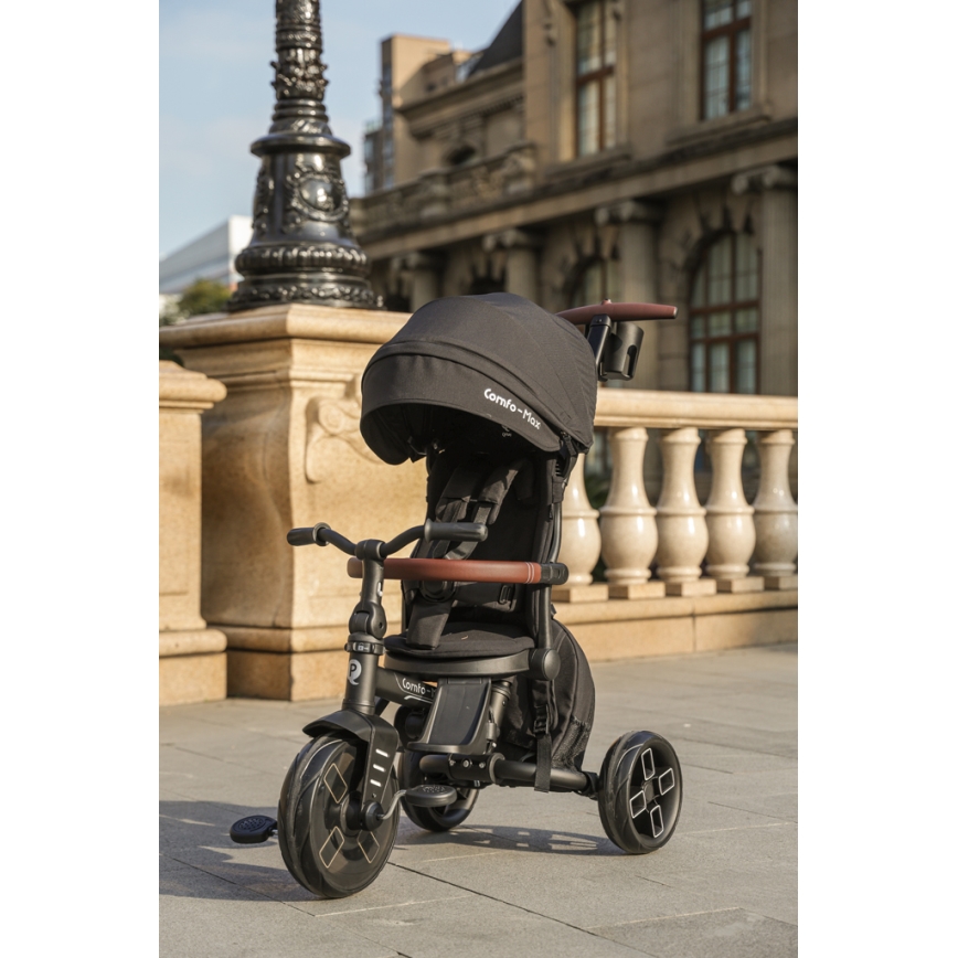 QPlay - Triciclo 8-in-1 COMFO MAX per bambini, nero