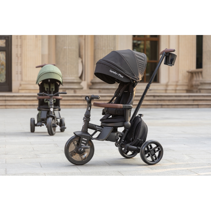 QPlay - Triciclo 8-in-1 COMFO MAX per bambini, nero