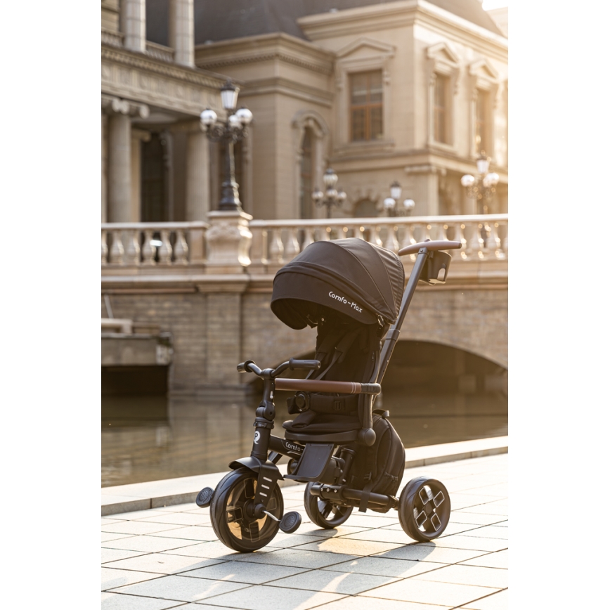 QPlay - Triciclo 8-in-1 COMFO MAX per bambini, nero