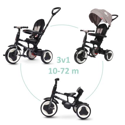 QPlay - Triciclo per bambini 3 in 1 RITO EVO grigio