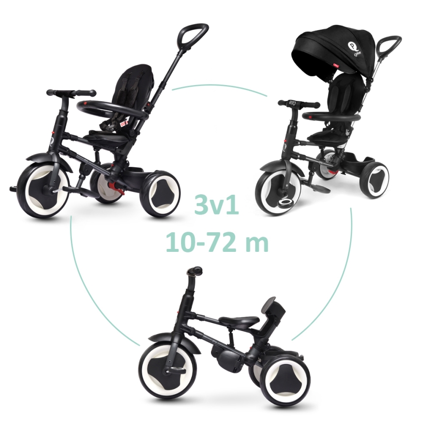 QPlay - Triciclo per bambini 3in1 RITO EVA nero