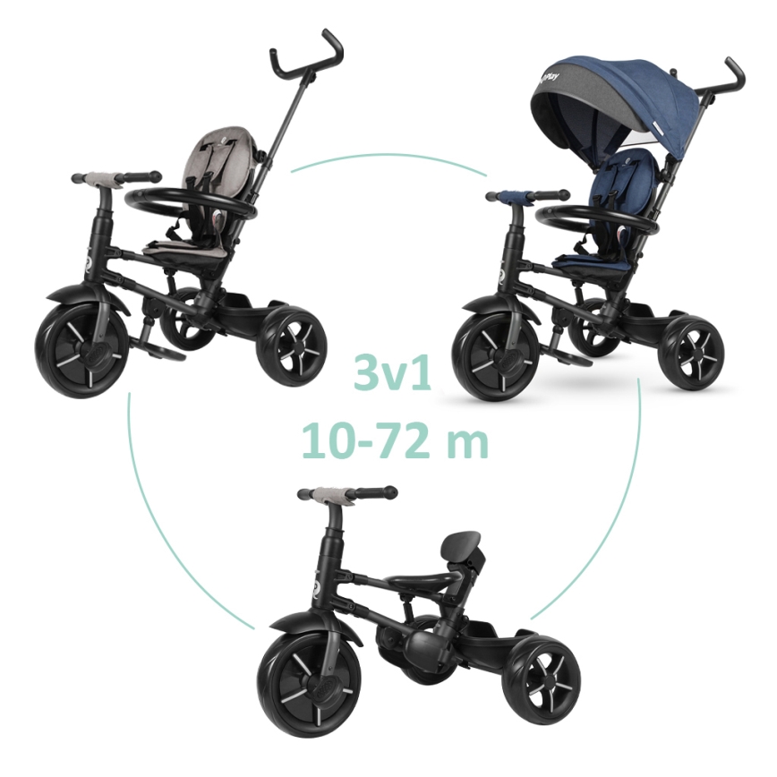 QPlay - Triciclo per bambini 3in1 RITO STAR blu
