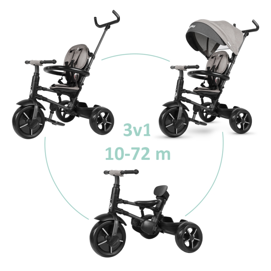 QPlay - Triciclo per bambini 3in1 RITO STAR grigio chiaro