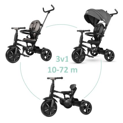 QPlay - Triciclo per bambini 3in1 RITO STAR grigio scuro