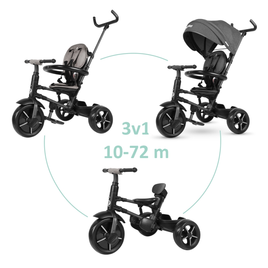 QPlay - Triciclo per bambini 3in1 RITO STAR grigio scuro
